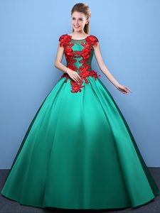 Great Multi-color Sleeveless Appliques Floor Length Quince Ball Gowns