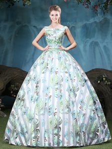 Straps Straps Multi-color Tulle Lace Up Quinceanera Dresses Sleeveless Floor Length Appliques and Pattern