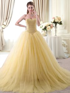 V-neck Sleeveless Tulle Quinceanera Dress Appliques and Belt Lace Up