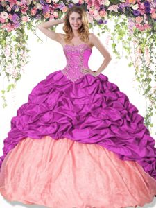 Glittering Multi-color Lace Up Sweetheart Beading and Pick Ups Sweet 16 Quinceanera Dress Taffeta Sleeveless