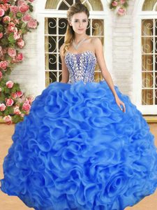 Sleeveless Lace Up Floor Length Beading and Ruffles Quince Ball Gowns