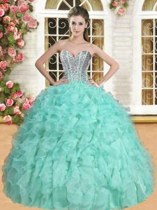 Comfortable Floor Length Lace Up Sweet 16 Quinceanera Dress Royal Blue and In for Military Ball and Sweet 16 and Quinceanera with Beading