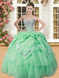 Cheap Organza and Taffeta Sleeveless Floor Length Quinceanera Gown and Ruffles