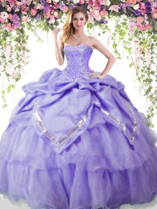 Sexy Sleeveless Beading and Pick Ups Lace Up Sweet 16 Dresses