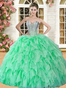Sleeveless Organza Lace Up 15th Birthday Dress for Military Ball and Sweet 16 and Quinceanera