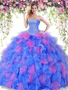 Discount Ball Gowns Quinceanera Gown Multi-color Sweetheart Organza Sleeveless Floor Length Lace Up