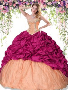 Pretty Pick Ups Multi-color Sleeveless Taffeta Lace Up Quinceanera Gown for Military Ball and Sweet 16 and Quinceanera