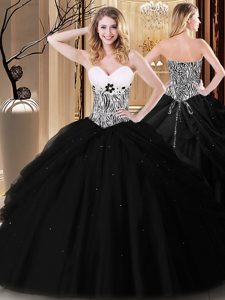 Superior Pick Ups Floor Length Ball Gowns Sleeveless Black Quince Ball Gowns Lace Up