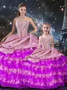 Sweetheart Sleeveless Lace Up Vestidos de Quinceanera Multi-color Organza