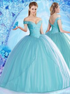 Customized Floor Length Multi-color Quince Ball Gowns Tulle Sleeveless Beading