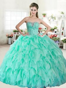 Attractive Multi-color Lace Up 15 Quinceanera Dress Beading Sleeveless Floor Length