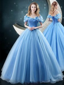 Deluxe Royal Blue Lace Up Sweet 16 Quinceanera Dress Beading and Ruffles Sleeveless Floor Length