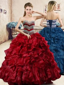 With Train Ball Gowns Sleeveless Fuchsia Sweet 16 Quinceanera Dress Sweep Train Lace Up