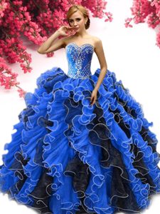 Sleeveless Beading and Ruffles Lace Up Ball Gown Prom Dress