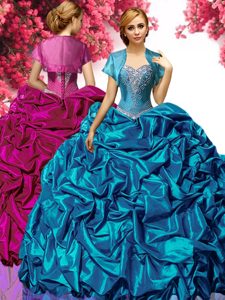 With Train Ball Gowns Sleeveless Aqua Blue Quinceanera Dress Sweep Train Lace Up