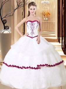 Extravagant Sleeveless Embroidery and Ruffled Layers Lace Up Sweet 16 Dress